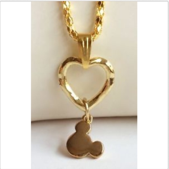 Mickey Mouse Ears Necklace Heart Gold 23" PlusSize - Picture 6 of 8